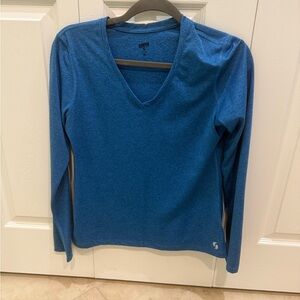 Soffe Heather Blue V-Neck Tee women’s size medium
